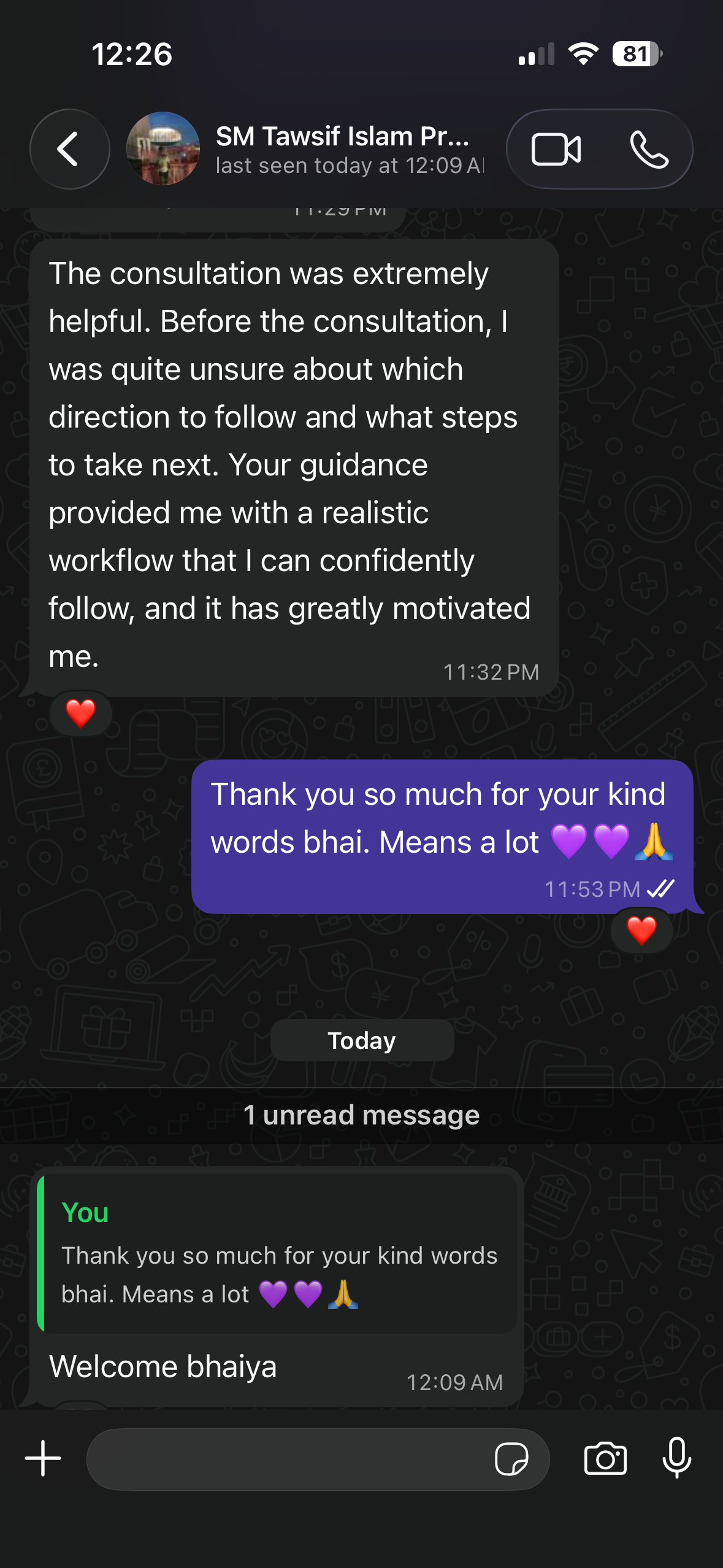 Client testimonial